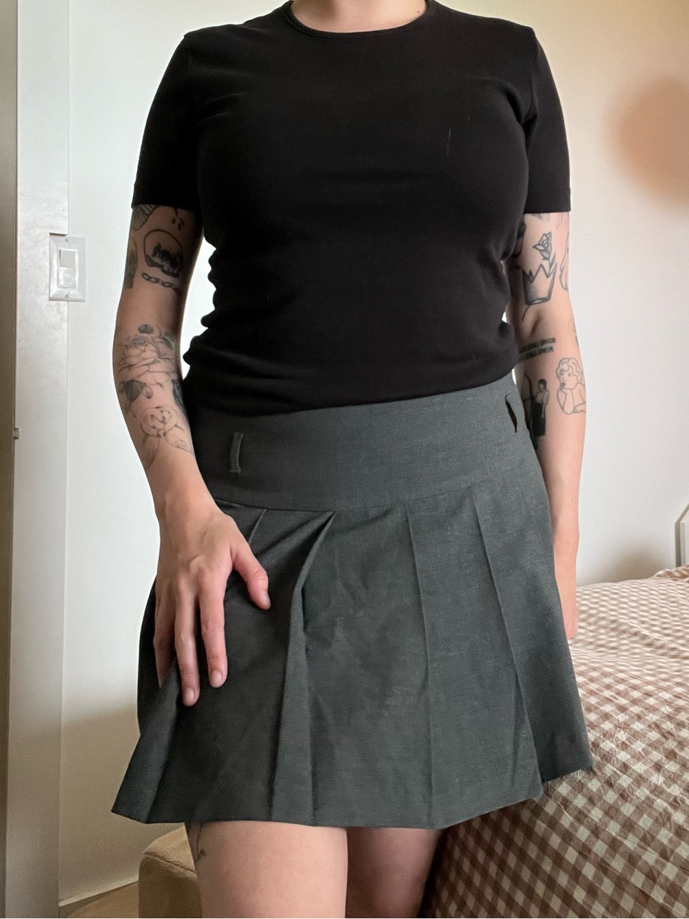 Sunday Best Grey Pleated Mini Skirt